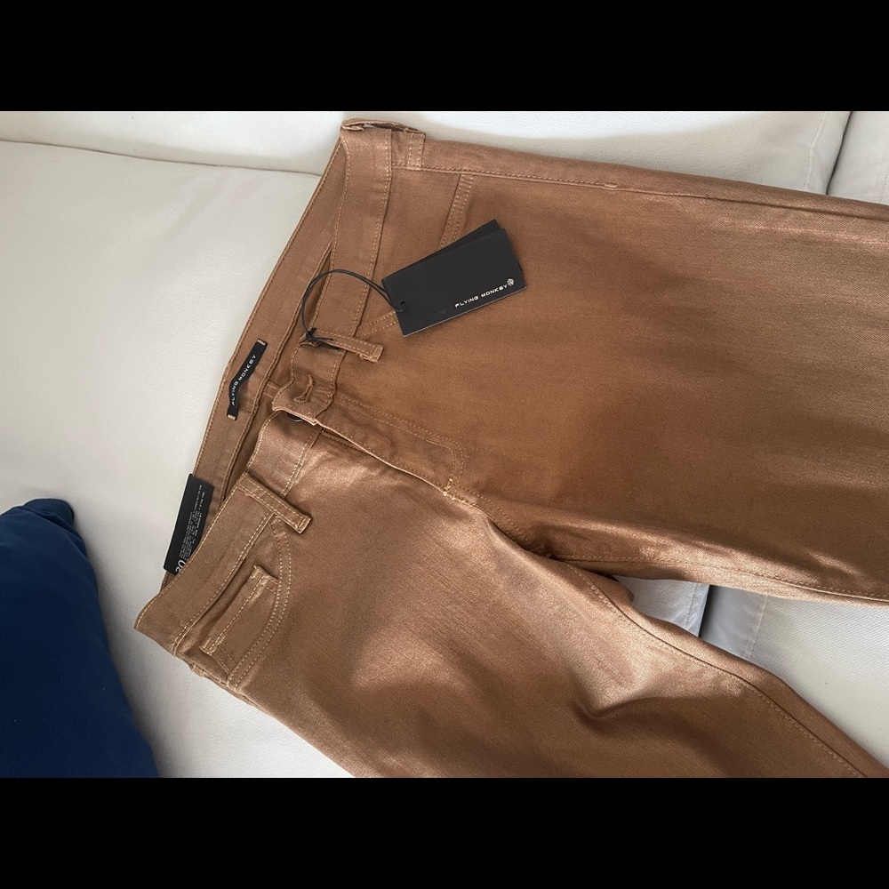 Gold straight leg pants